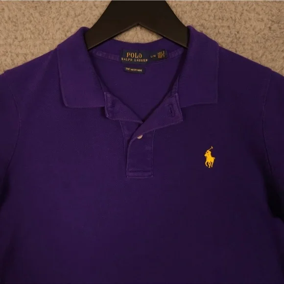 Polo Ralph Lauren Shirt Dress Womens Large Purple The Mesh Mini Pony Preppy - Picture 7 of 8